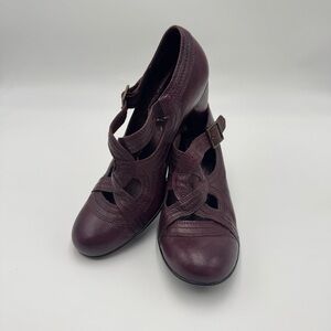 Indigo By Clarks Vintage Retro Leather Y2K Heels Plum Size 9m Rare